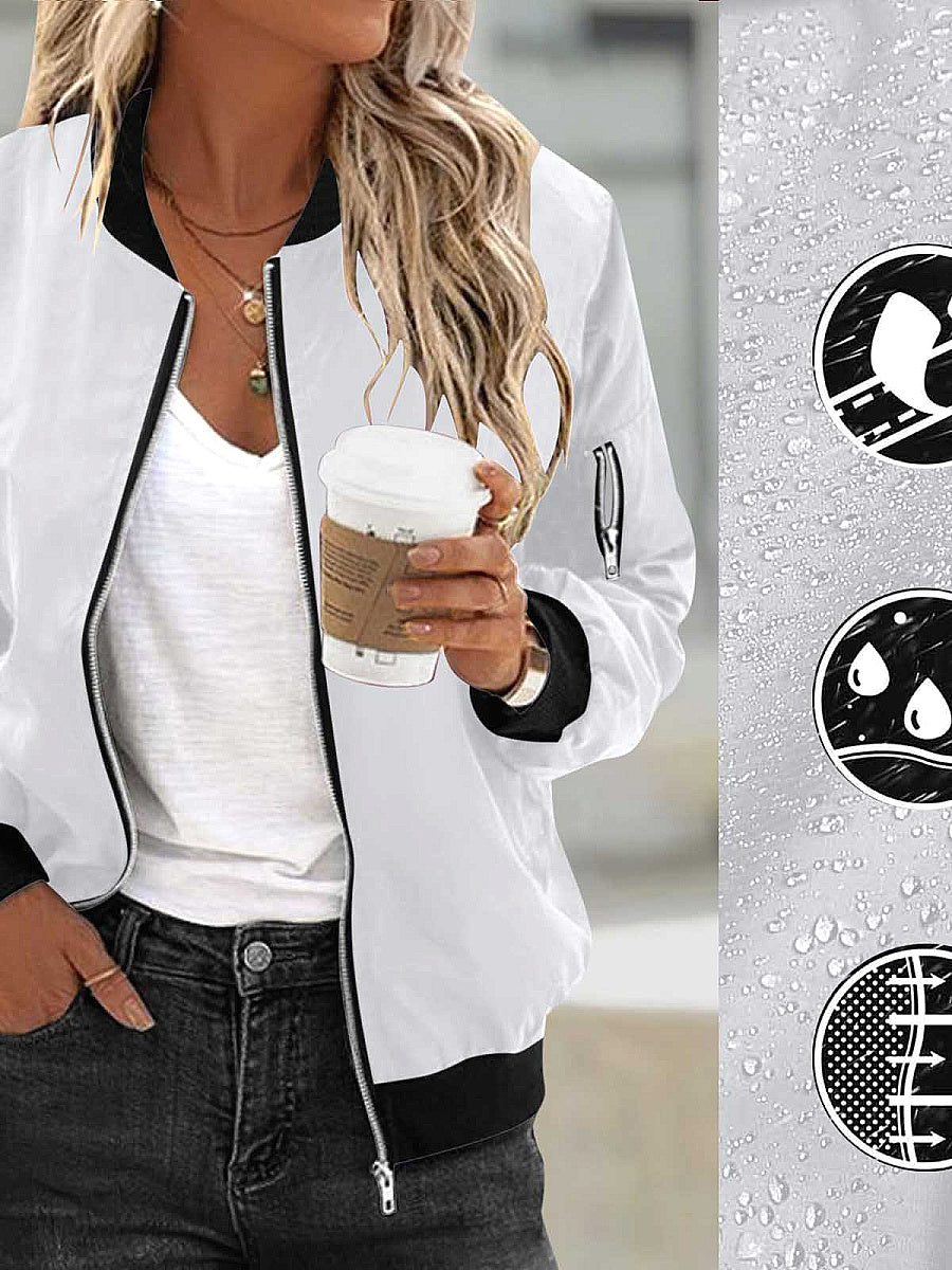 Women's Waterproof Fabric Zip Pocket Jacket