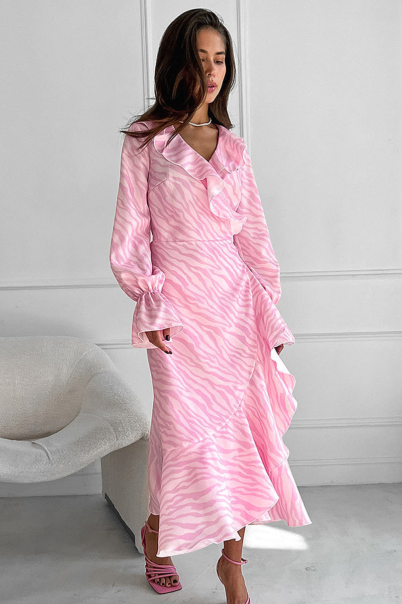 Elegant Ruffled V-Neck Dress for Women