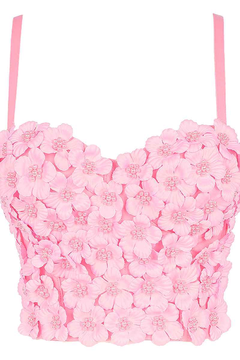 Floral Beaded Strapless Top for Women