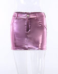 High Waist Coated Bodycon Mini Skirt for Women