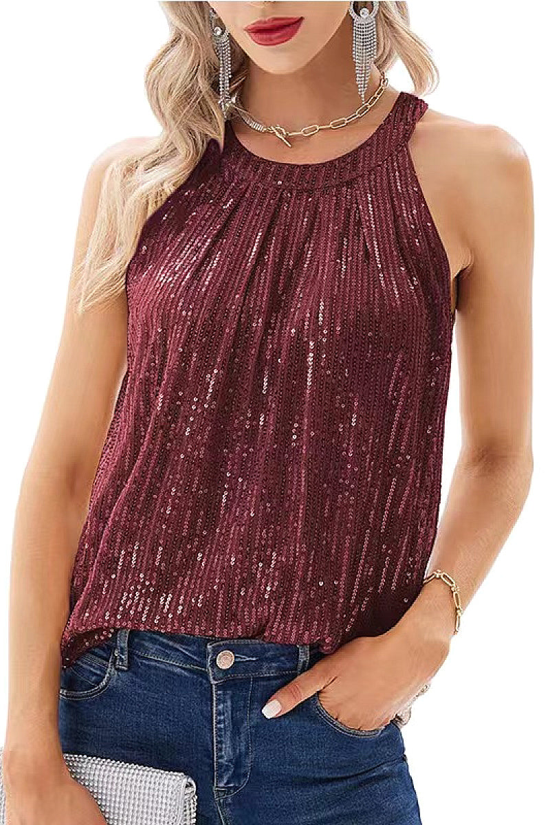 Summer Women's Sequin Halter Top