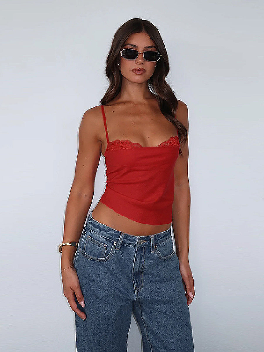 Y2K Sexy Lace Splicing Camisole Top