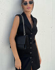 Slim Fit Black Dress for Stylish Commuting