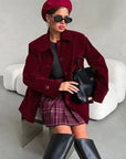 Vintage Velvet Jacket for Women in Burgundy