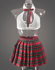 Stylish Summer Outfit with Pleated Skirt and Sheer Top