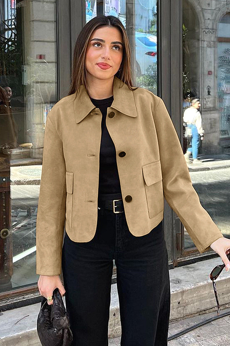 Chic Brown Suede Jacket for Women