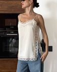 Elegant Lace Trim Satin Cami Top