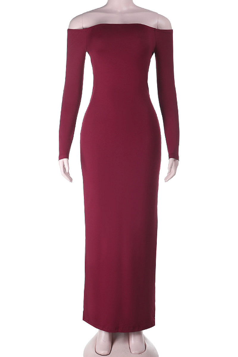 Off Shoulder Sexy Backless Long Sleeve Dress
