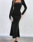 Sexy Velvet Bodycon Dress with U-Neck