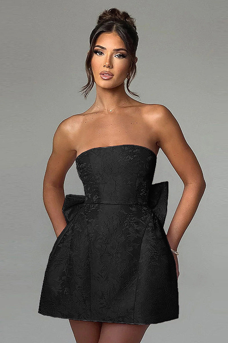 Summer Fashionable Strapless Mini Dress with Bow