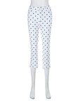 Elegant Polka Dot Print High Waist Cropped Pants