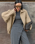 Thick Woolen Coat for Women in Khaki
