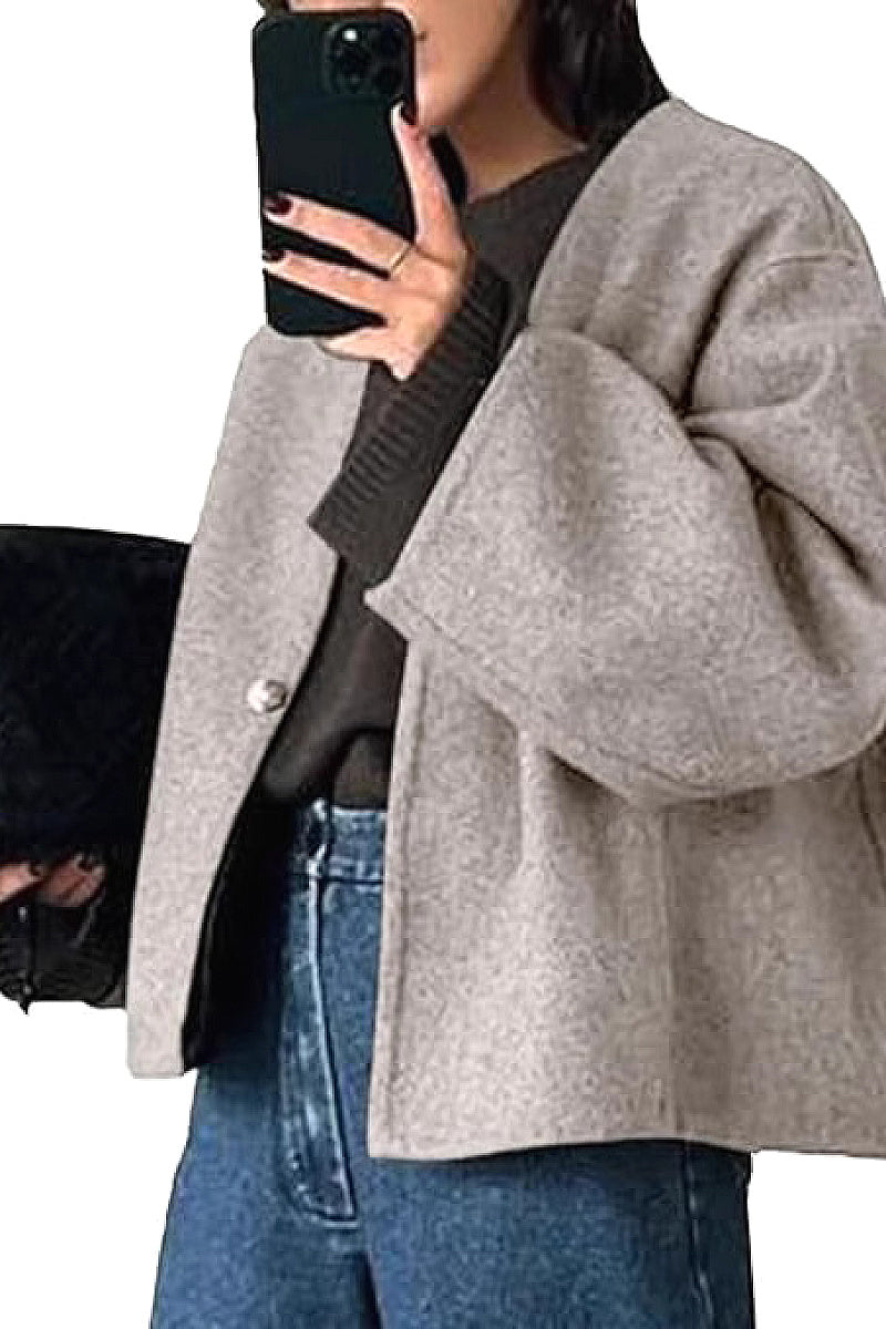 Fashionable V-Neck Woolen Cardigan for Women