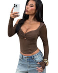 Chic Knotted Off-Shoulder Long Sleeve Top