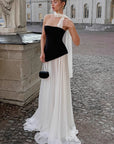 Elegant Black and White Maxi Dress for Women