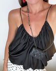 Elegant Satin Cami Top with Ruching
