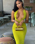 New Women's Deep V Neck Long Dress
