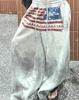 Sexy American Flag Print Drawstring Pants