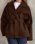 Fashion Vintage Brown Woolen Coat for Women