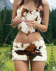 New Color Block Sexy Crop Dress Set