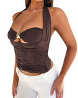 Fashionable Halter Top with Metal Ring