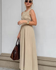 Elegant French Style Khaki A-Line Dress