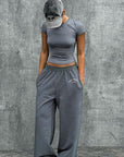 Casual Sportswear Set with High Waist Pants