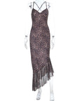 Summer Sexy Backless Leopard Print Ruffle Dress