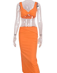 Trendy Two-Piece Crop Top and Long Skirt Set