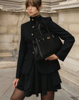 Vintage American Style College Blazer and A-Line Skirt Set
