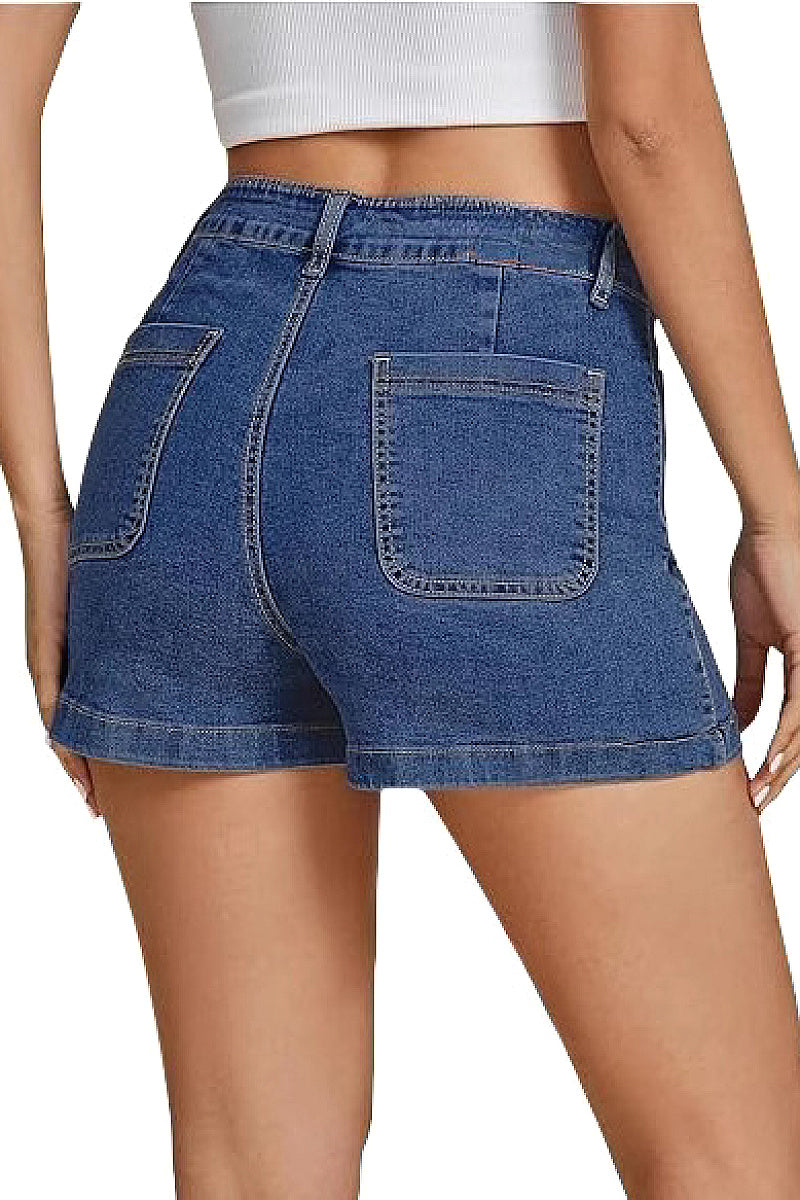 High Elasticity Denim High-Waisted Shorts