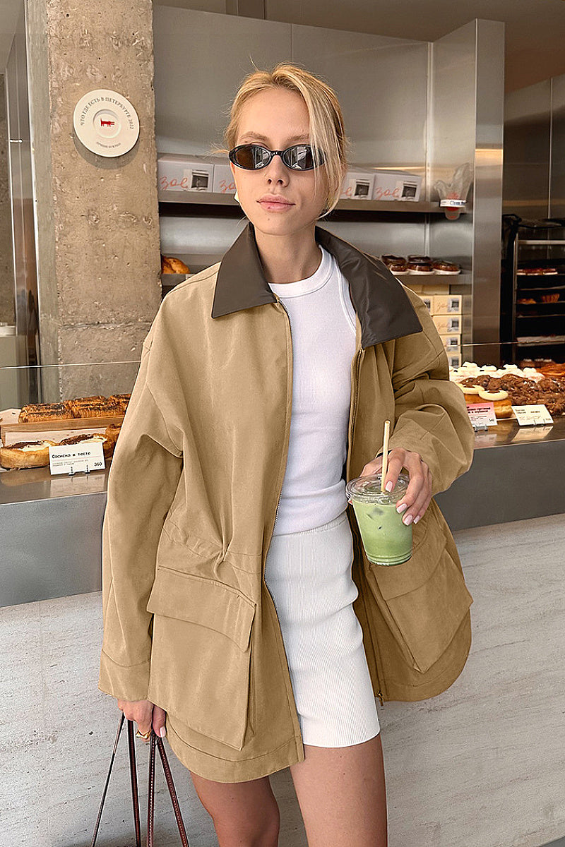 Vintage Khaki Trench Coat for Commuting