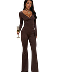Trendy Long Sleeve Zip Jumpsuit for Running