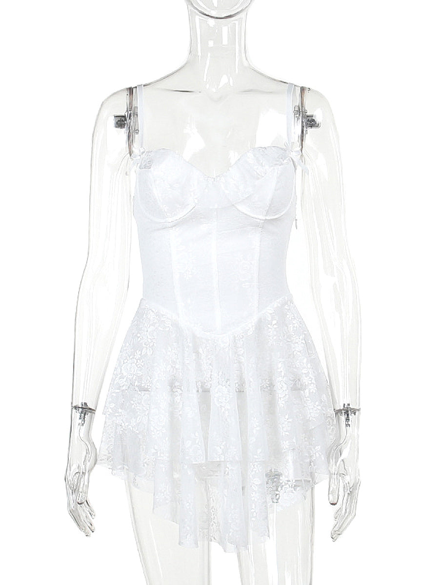 Summer Sexy Lace Ruffle A-Line Dress