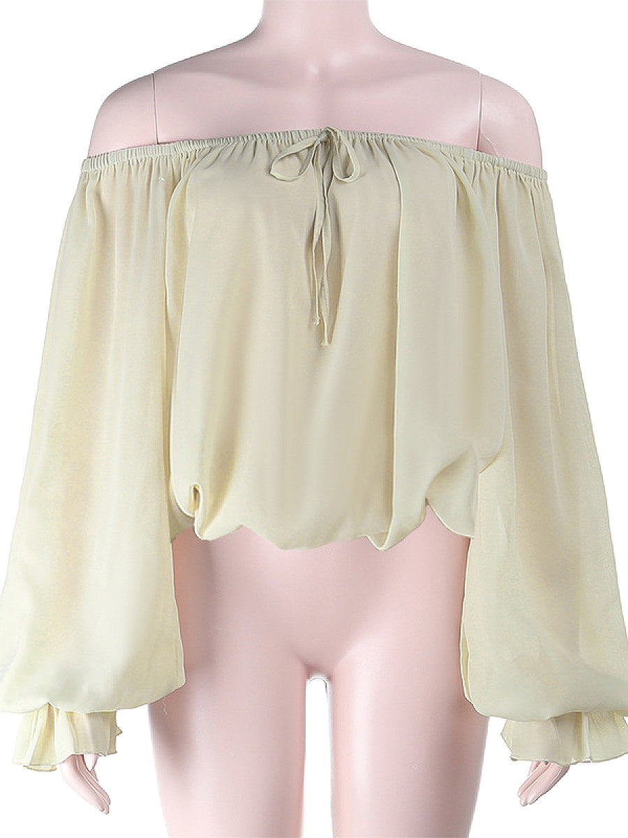 Loose Fit Lantern Sleeve Off Shoulder Top