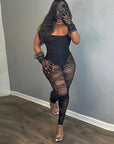 Sexy Autumn Women's Jumpsuit with Sheer Details