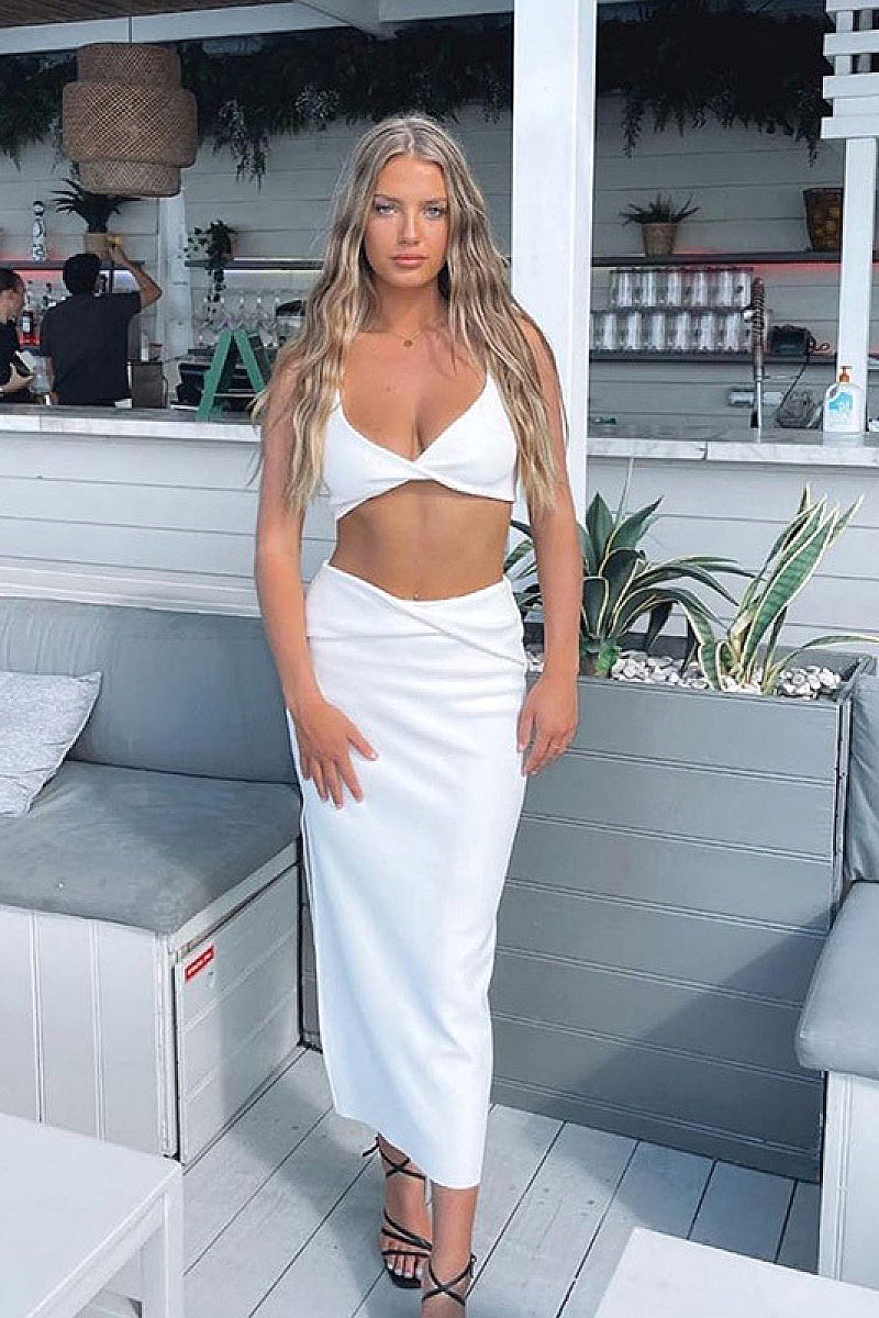 Trendy Two-Piece Crop Top and Long Skirt Set