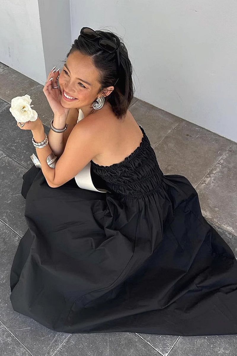 Elegant Black Strapless A-Line Dress for Women