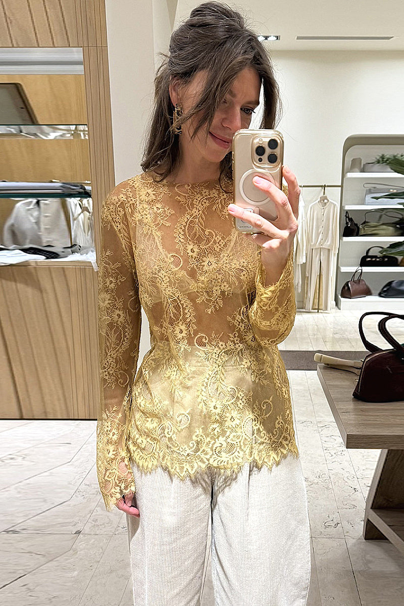 French Style Sheer Lace Top for Women