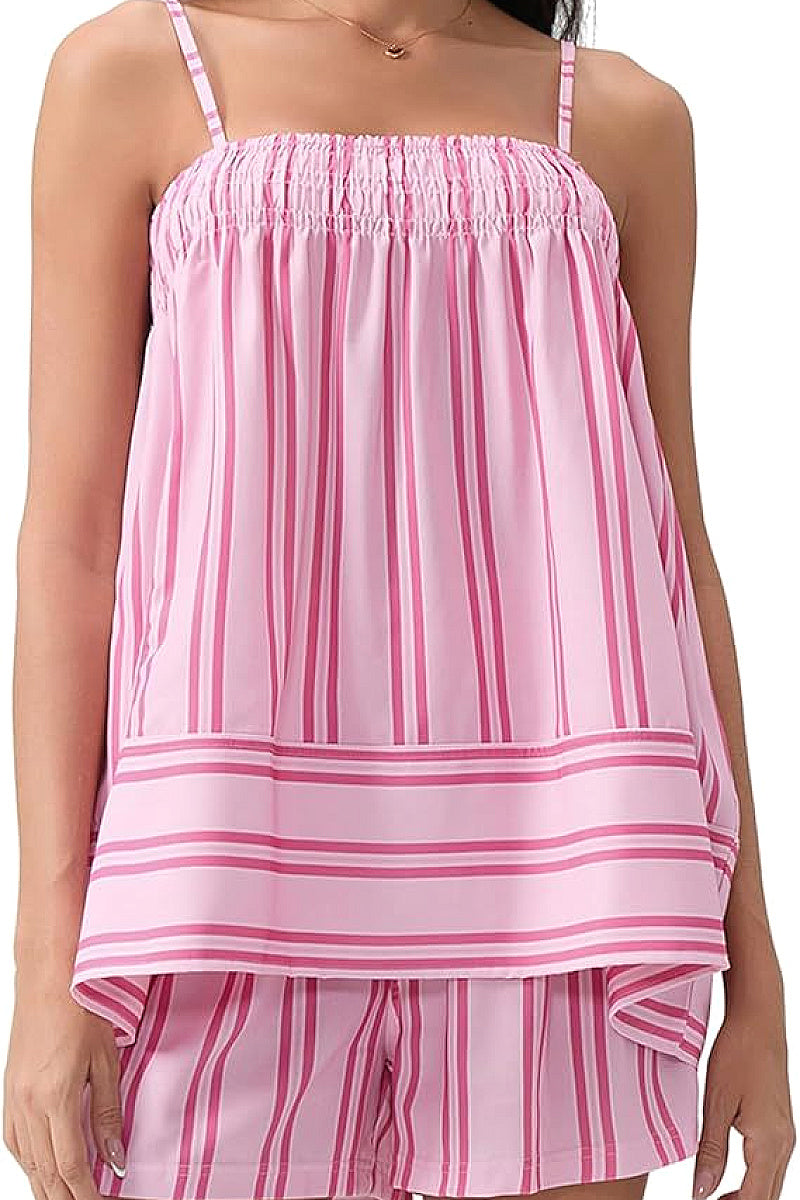 Summer Sleeveless Striped Sweet Style Set