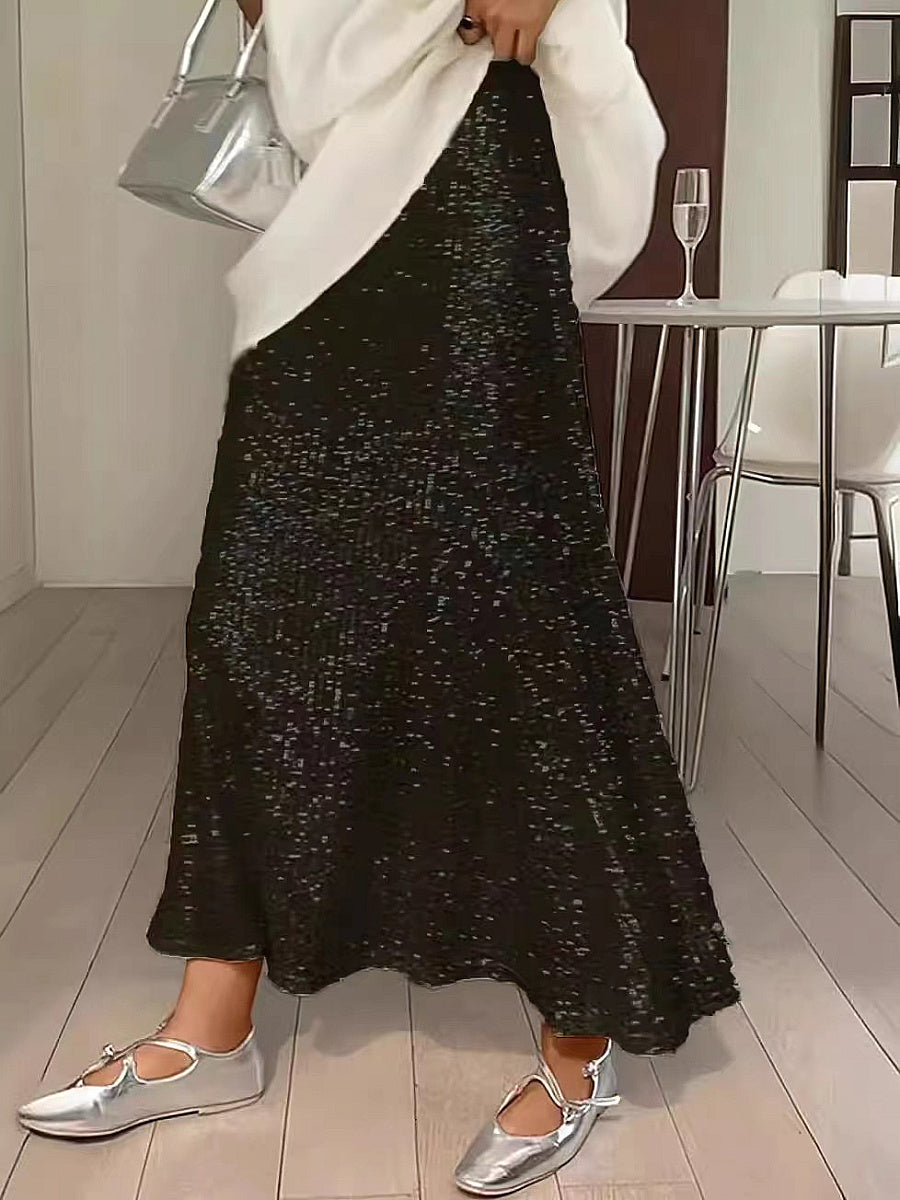 Fashion Sequined High Waist Maxi Skirt