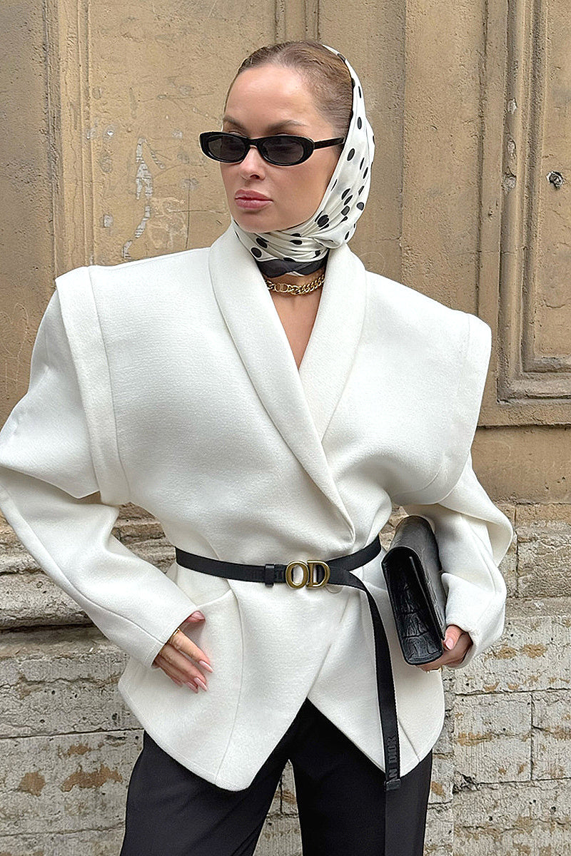 Chic White Woolen Coat for Women