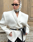 Chic White Woolen Coat for Women