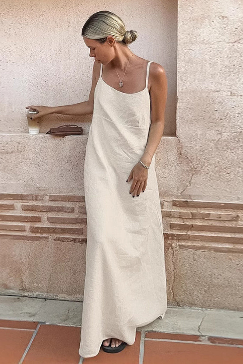 Summer Casual Cotton Linen A-Line Dress for Women