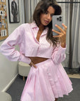 Stylish Striped Long Sleeve Tennis Set for Women