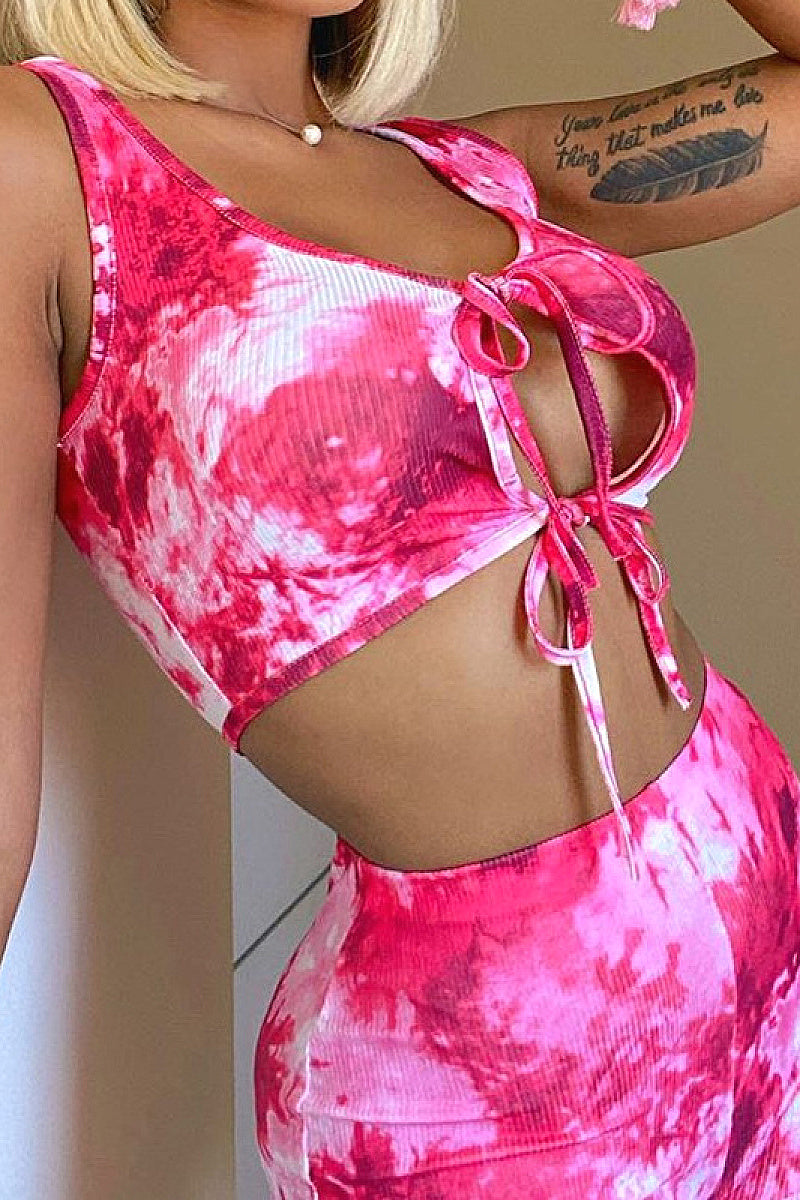 Summer Fashion Sexy Printed Tank Top and Shorts Set