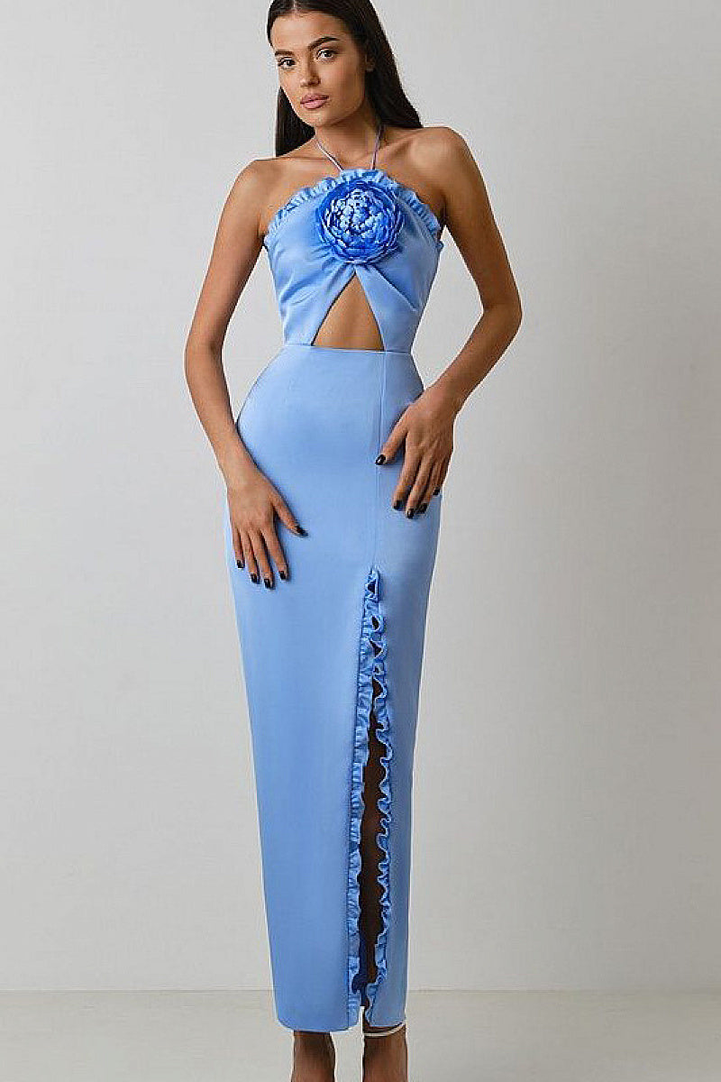 Elegant Hollow Out Halter Long Dress