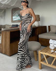 Summer Zebra Print Backless Bodycon Dress