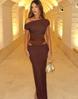 Off Shoulder Sheer Hollow Out Dress for Women