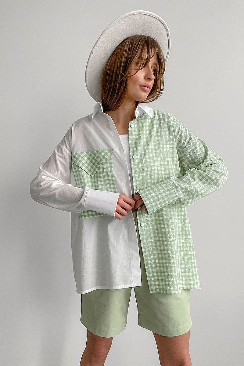Stylish Patchwork Plaid Shirt for Casual Autumn Wear